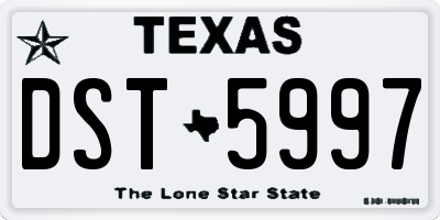 TX license plate DST5997