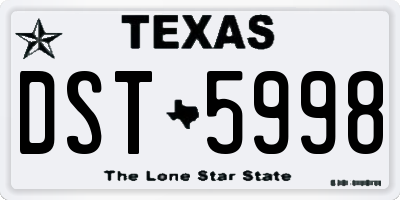 TX license plate DST5998