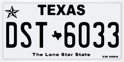 TX license plate DST6033