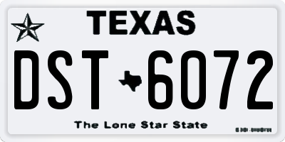 TX license plate DST6072