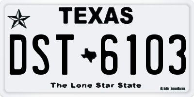 TX license plate DST6103