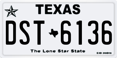 TX license plate DST6136