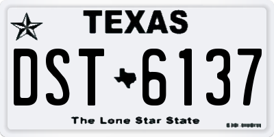 TX license plate DST6137
