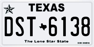 TX license plate DST6138