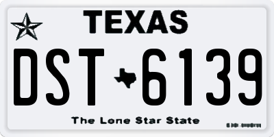 TX license plate DST6139