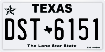 TX license plate DST6151