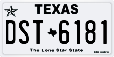 TX license plate DST6181