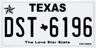 TX license plate DST6196