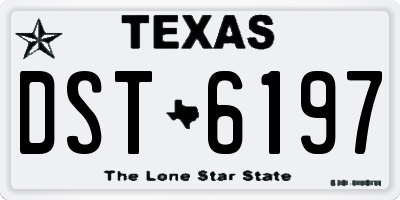 TX license plate DST6197