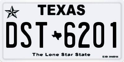 TX license plate DST6201
