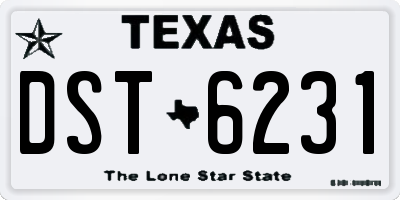 TX license plate DST6231