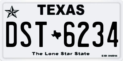 TX license plate DST6234