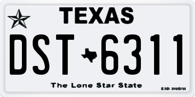 TX license plate DST6311