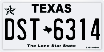 TX license plate DST6314