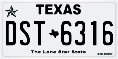 TX license plate DST6316