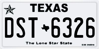 TX license plate DST6326