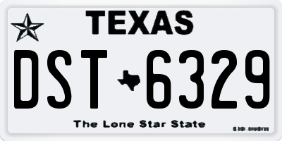 TX license plate DST6329