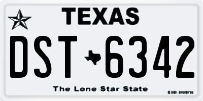 TX license plate DST6342