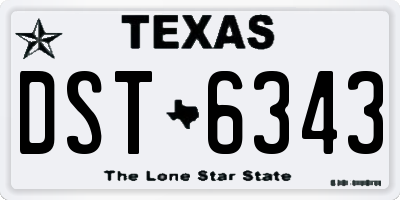 TX license plate DST6343