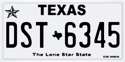 TX license plate DST6345