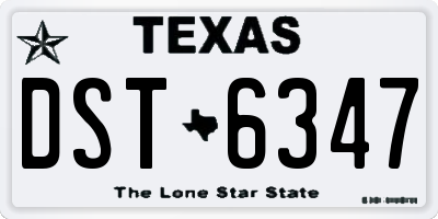 TX license plate DST6347