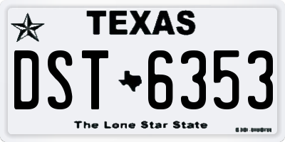 TX license plate DST6353