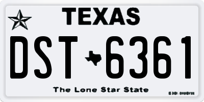 TX license plate DST6361