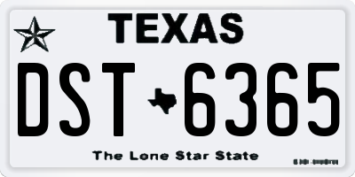TX license plate DST6365