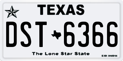 TX license plate DST6366