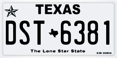 TX license plate DST6381