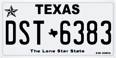 TX license plate DST6383