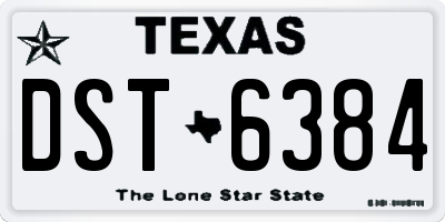 TX license plate DST6384