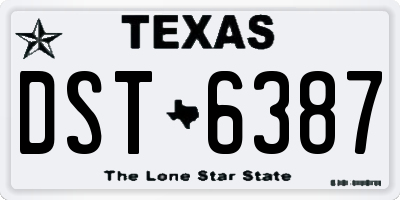 TX license plate DST6387