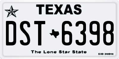 TX license plate DST6398