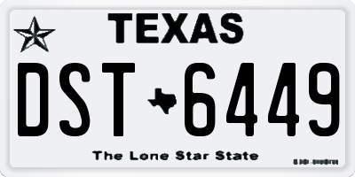 TX license plate DST6449
