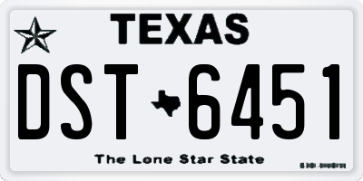 TX license plate DST6451