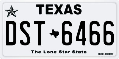 TX license plate DST6466