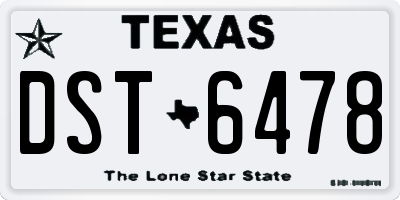 TX license plate DST6478
