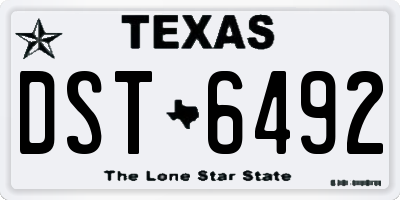 TX license plate DST6492