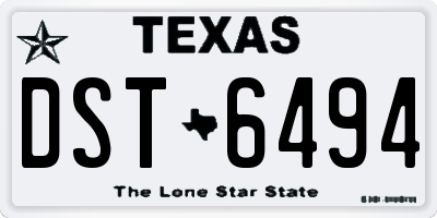 TX license plate DST6494