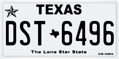 TX license plate DST6496