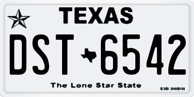 TX license plate DST6542