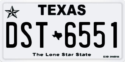 TX license plate DST6551