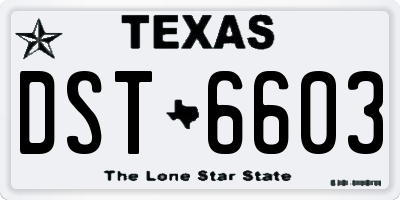 TX license plate DST6603