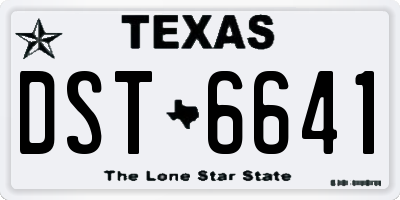TX license plate DST6641