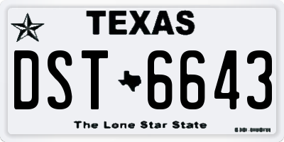 TX license plate DST6643