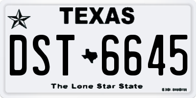 TX license plate DST6645