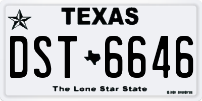 TX license plate DST6646