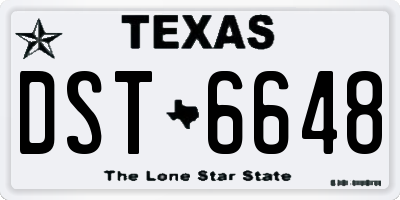 TX license plate DST6648