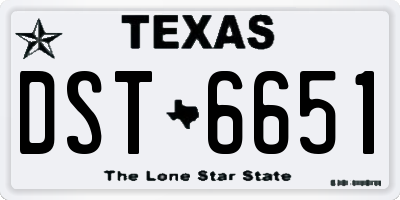 TX license plate DST6651
